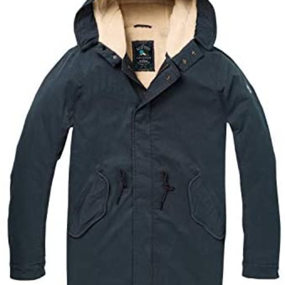 Scotch & Soda Men's Classic Parka with Teddy Lining, Steel Size M - Picture 11 of 12